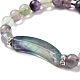 Natural Fluorite Beads Charm Bracelets BJEW-K164-B12-3