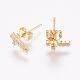 Brass Micro Pave Cubic Zirconia Stud Earrings EJEW-F125-05G-2