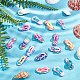 SUNNYCLUE 1 Box 50Pcs Flip Flop Charms Polymer Clay Cabochon Handmade Flower Printed Slipper Ornament Flat Back Cabochons Miniature Flip Flops for Crafts Jewelry Making Scrapbooking Embellishments CLAY-SC0001-48-5