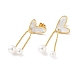 Boucles d'oreilles pendantes en forme de cœur coquillage avec perle acrylique EJEW-P203-11G-1