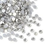 Vidrio de espalda plana Diamante de imitación, Grado A, espalda plateada, facetados, semicírculo, cristal, 1.9~2mm, aproximamente 1440 unidades / bolsa