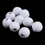 Perle di legno naturale tinte, tondo, bianco, 10x9mm, Foro: 3.5 mm