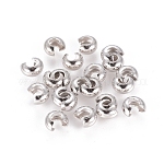 Couvre de perles à écraser en laiton , sans nickel, couleur platine, taille: environ 4mm de diamètre, Trou: 1.5~1.8mm
