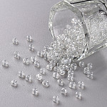 Perles de rocaille en verre, trans. couleurs lustered, ronde, clair, 3mm, Trou: 1mm, environ 10000 pcs / livre