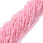 Chapelets de perles d'œil de chat, ronde, facette, rose, 3mm, Trou: 0.2mm, 14.17 pouce (36 cm), 122 pcs / chapelet