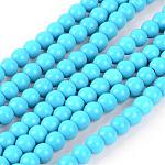 Chapelets de perles en turquoise synthétique, teinte, ronde, bleu profond du ciel, 6mm, Trou: 1mm, Environ 67 pcs/chapelet, 15.75 pouce