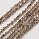 Quartz fumé naturelle chapelets de perles rondes, teinte, 2mm, Trou: 0.8mm, Environ 184 pcs/chapelet, 16 pouce