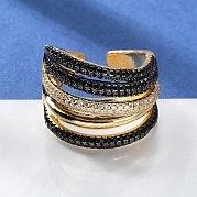 Латунное многолинейное открытое кольцо-манжета с покрытием стойки RJEW-C065-01G