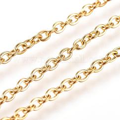 Ionenplattierung (IP) 304 Edelstahl-Kabelketten, gelötet, Flachoval, golden, 2.5x2x0.5 mm