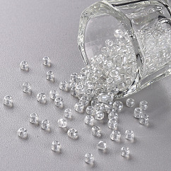 8/0 perline di vetro, trans. colori lustered, tondo, chiaro, 3mm, Foro: 1 mm, circa 10000pcs/libbra