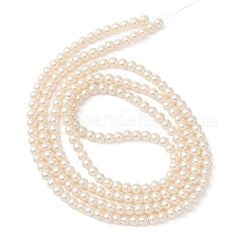 Fili di Perle di vetro, perlato, tondo, bianco crema, 4mm, Foro: 1 mm, circa 200pcs/filo, 30.71'' (78 cm)