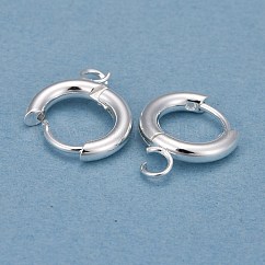 201 orecchini a cerchio huggie in acciaio inossidabile, con anello orizzontale e perno in acciaio chirurgico inossidabile 316, argento, 16x13.5x2.5mm, Foro: 2.5 mm, ago :1mm