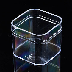 Contenitori per la conservazione delle perline di plastica in polistirene, quadrato, chiaro, 5.55x5.55x4.8cm