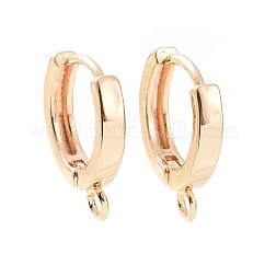 Accessoires d'oreilles en laiton, Sans cadmium & sans nickel & sans plomb, avec boucles horizontales, véritable 18k plaqué or, 15x12x2mm, Trou: 1.6mm, pin: 0.8 mm