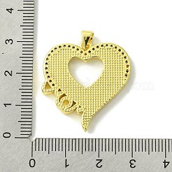 Pendentifs en laiton avec micro pavé de zircone cubique transparent pour la fête des mères&nbsp;KK-H472-13G-05