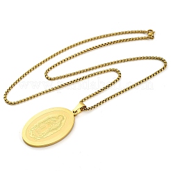 Colliers ovales en acier inoxydable 201 avec pendentif Vierge Marie&nbsp;NJEW-S007-02G