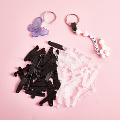 100 stücke 2 farben kunststoff abzeichen riemen clip karabiner keychain schlüsselanhänger stecker kunststoff keychain clip für kartenhalter&nbsp;JX292A