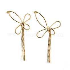 Orecchini a bottone con nappina a farfalla in acciaio inossidabile 304&nbsp;EJEW-B151-02