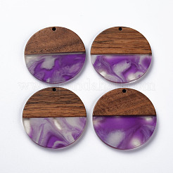 Pendentifs en résine transparente et bois de noyer&nbsp;RESI-T035-35