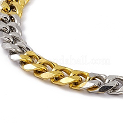 Bracciale a catena in acciaio inossidabile 201 con placcatura sotto vuoto in PVD bicolore con fermagli in acciaio inossidabile 304 per uomo e donna&nbsp;BJEW-M235-02C-GP