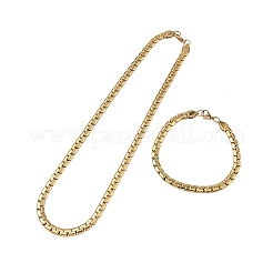 Sets aus Halsketten und Armbändern aus Edelstahl 304 mit Kastenkette&nbsp;SJEW-D091-12G