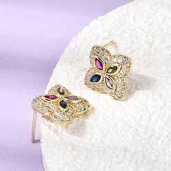 Pendientes de tuerca de circonio cúbico con micro pave de latón&nbsp;KK-CBA8324-25G-01