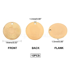 Pendentifs ronds plats texturés en acier inoxydable 304&nbsp;STAS-UN0013-43G