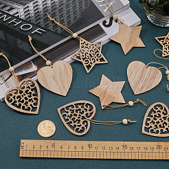 2 ensemble de 2 décorations de pendentifs en bois sur le thème de Noël&nbsp;HJEW-GF0001-39B