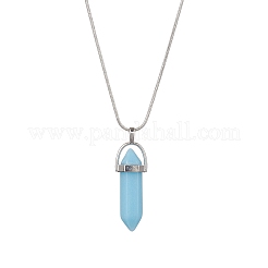 Collana con pendente in pietra sintetica luminosa a forma di proiettile con catene di serpente in ottone&nbsp;NJEW-JN04601