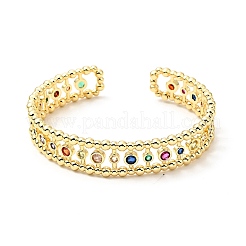 Bracciale rigido aperto rotondo piatto con zirconi colorati&nbsp;BJEW-J165-03G