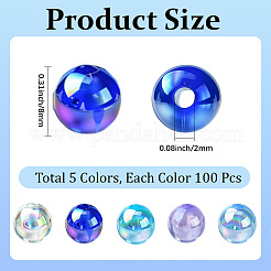 5 couleurs perles acryliques transparentes&nbsp;MACR-PA0001-03B-01
