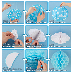 23 pièce de 5 styles de décorations suspendues en papier nid d'abeille&nbsp;AJEW-OC0015-12