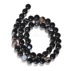 Natürliche schwarze Achat Perlen Stränge&nbsp;G-G391-8mm-01