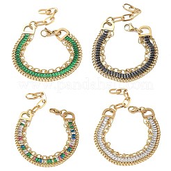 Bracelets à double chaîne en acier inoxydable 304 et verre pour femmes&nbsp;BJEW-F540-10G