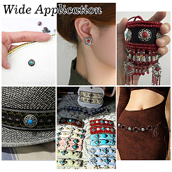 Juego de 60 cabujones de resina opaca bohemia de 10 estilos y botones con vástago&nbsp;DIY-PH0036-14