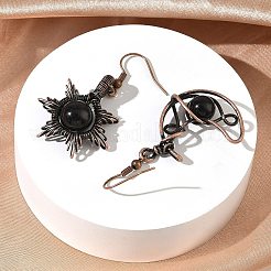 Boucles d'oreilles naturelles pendentif obsidienne&nbsp;G-H359-07R-08