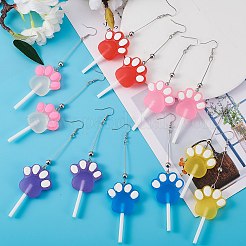 Kit para hacer aretes colgantes con piruleta con estampado de pata de diy&nbsp;DIY-SZ0007-20