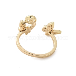 Anello a polsino con farfalla in ottone con micro pavé di zirconi cubici&nbsp;KK-A244-01D-G