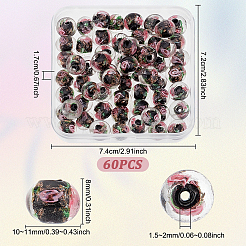 60 pz di perline di lampwork a forma di fiore interno in sabbia dorata rondella fatte a mano&nbsp;LAMP-OC0001-55D