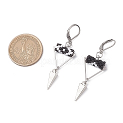 Triangolo con occhio orecchini a leva con perline di semi di vetro e ottone&nbsp;EJEW-MZ00452-05
