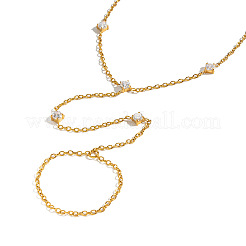 Handkettchenring aus Edelstahl 304 mit Pavé-Fassung und klaren Zirkonia für Damen&nbsp;LU5720
