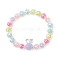 5 pz braccialetto elastico con perline acriliche rotonde per bambini e set di braccialetti elastici con perline rotonde in imitazione di plastica ABS&nbsp;BJEW-JB11558