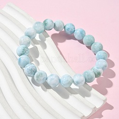 Braccialetti elastici rotondi con perline di emimorfite naturale per uomo e donna&nbsp;BJEW-B136-01C