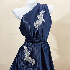 Applicazioni di pizzo ricamate con fiori di stoffa di nylon fatte a mano con strass di vetro per accessori di costume&nbsp;DIY-WH0430-819