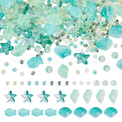 89 g 6 Arten transparente Sprühfarbe Glasperlen&nbsp;GLAA-TA0003-52B