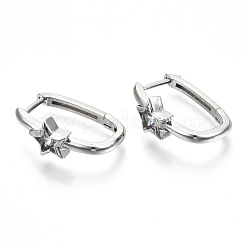 Orecchino a cerchio huggie in ottone con micro pavé di zirconi chiari&nbsp;EJEW-T046-17P-NF