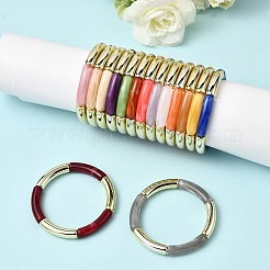 Bracelets extensibles en perles de résine plaquée pour femmes&nbsp;BJEW-P374-01G