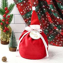 Sacs à cordon en velours chapeau de noël&nbsp;ST-CJ0001-01A