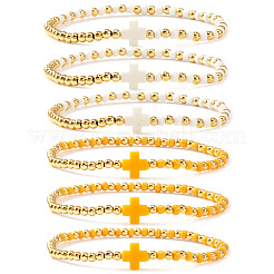 6 bracelet extensible en perles rondes en laiton&nbsp;TI2646-2