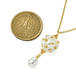 Collares colgantes de perlas de imitación de plástico ABS con forma de lágrima y cuentas de semillas&nbsp;NJEW-MZ00086